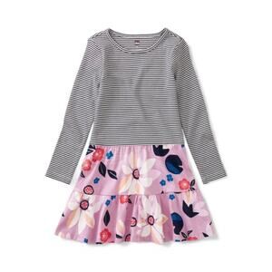 Tea Collection Print Mix Dress | Kimono Floral | Size 3 | 100% Cotton | NWT